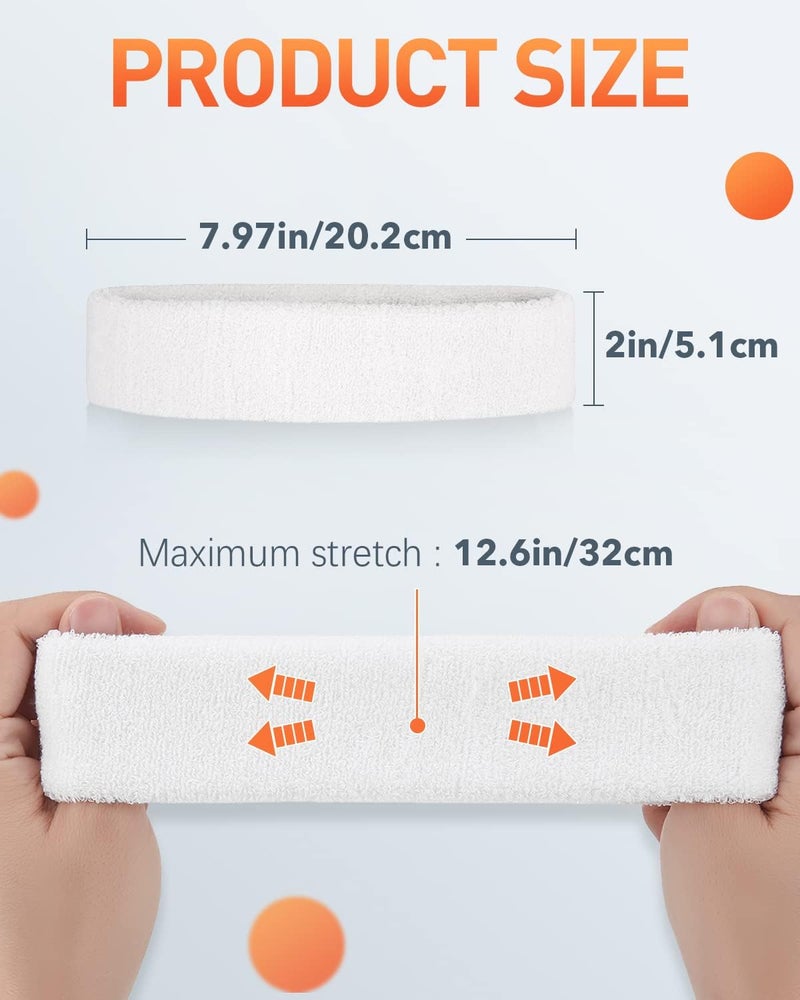 Tanluhu Sweatbands Sport Headbands for Men & Women,Terry Cloth Sweat Band for Tennis, Running, Basketball, Working Out, Execise - Athletic Sweat Cotton Headband Outdoor - Image 5